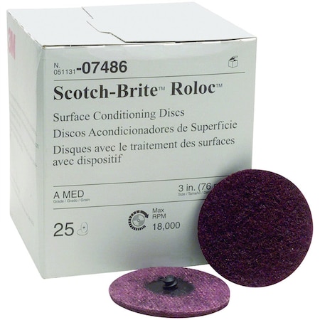 3M Automotive Disc, Sanding, 3 In. Medium Scotch Brite Roloc Surface Conditioning MMM7486